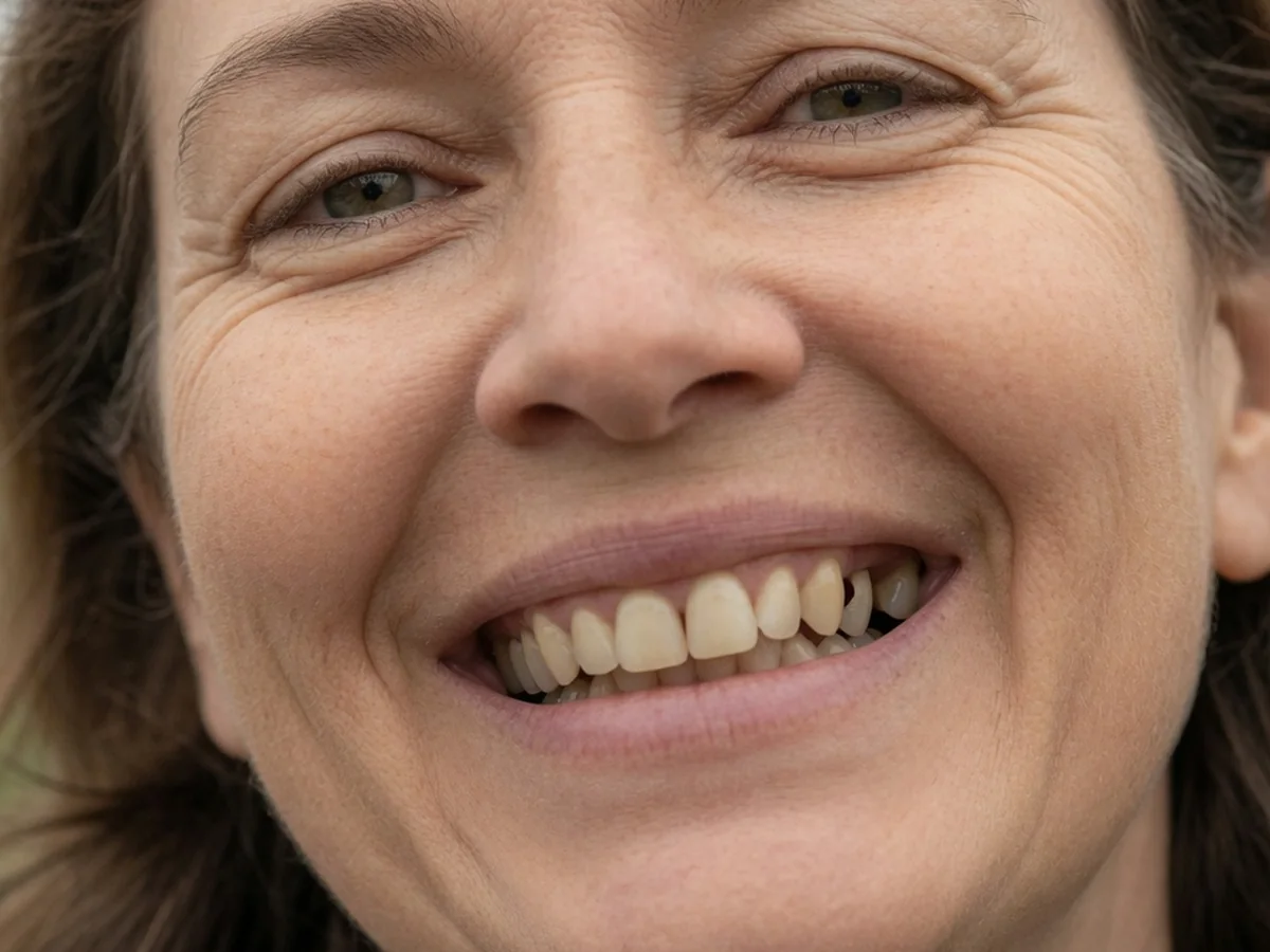 Before: worn and gapped upper teeth